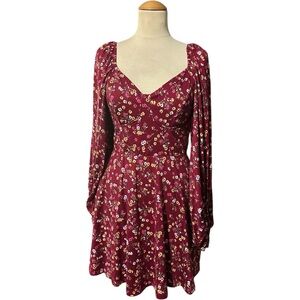 Stilettos Floral Longsleeve Dress Red Large